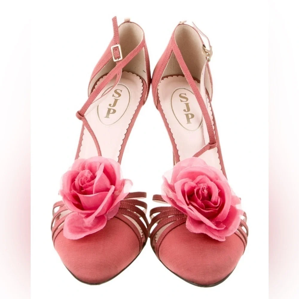 Sarah Jessica Parker T-Strap Canvas Pumps Size 11 - Picture 6 of 6